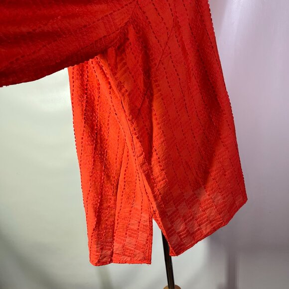 NWT Multiples Plus Size 2X Button-Front Tunic Shirt 3/4 Sleeves Textured Orange - Picture 8 of 10